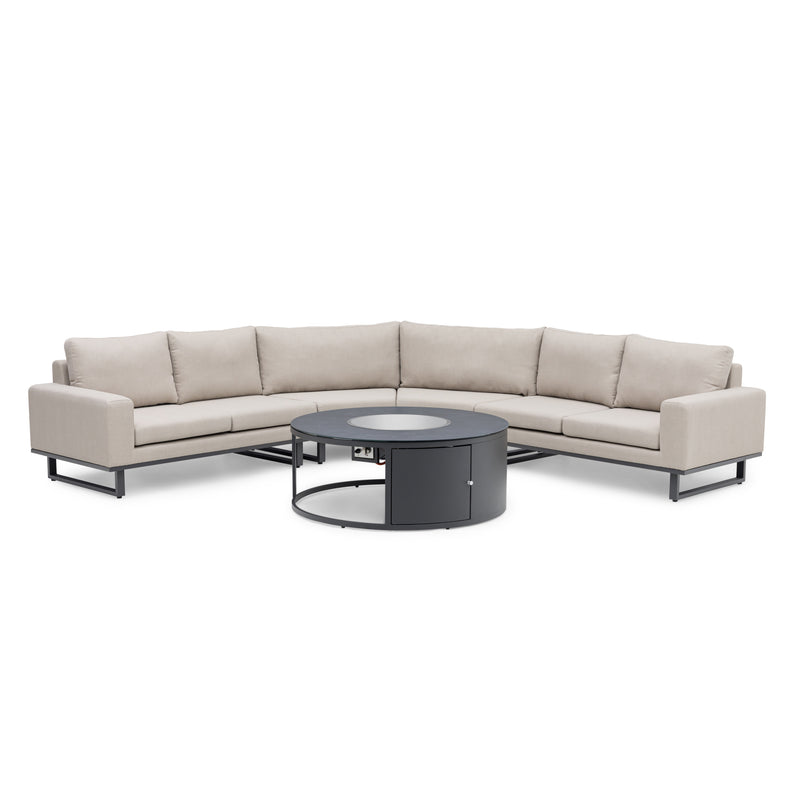 Load image into Gallery viewer, Maze - Outdoor Fabric Ethos Grande Corner Sofa Set
with Round Fire Pit Table - Oatmeal
