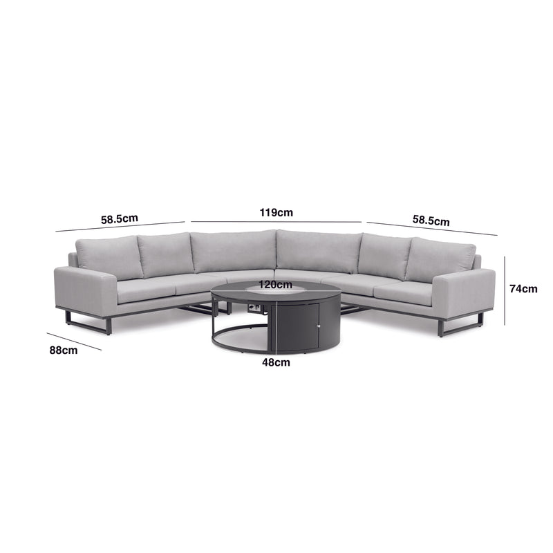 Load image into Gallery viewer, Maze - Outdoor Fabric Ethos Grande Corner Sofa Set
with Round Fire Pit Table - Oatmeal
