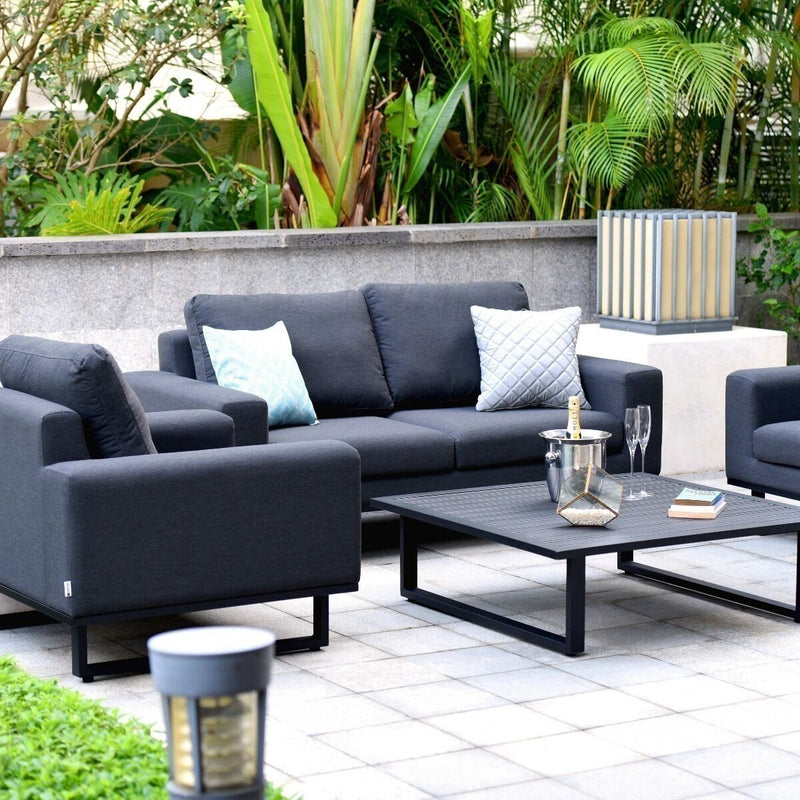 Cargue la imagen en el visor de la galería, Maze - Outdoor Fabric Ethos 2 Seat Sofa Set - Charcoal
with Square Coffee Table
