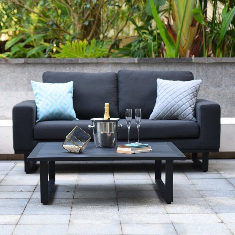Cargue la imagen en el visor de la galería, Maze - Outdoor Fabric Ethos 2 Seat Sofa Set - Charcoal
with Square Coffee Table
