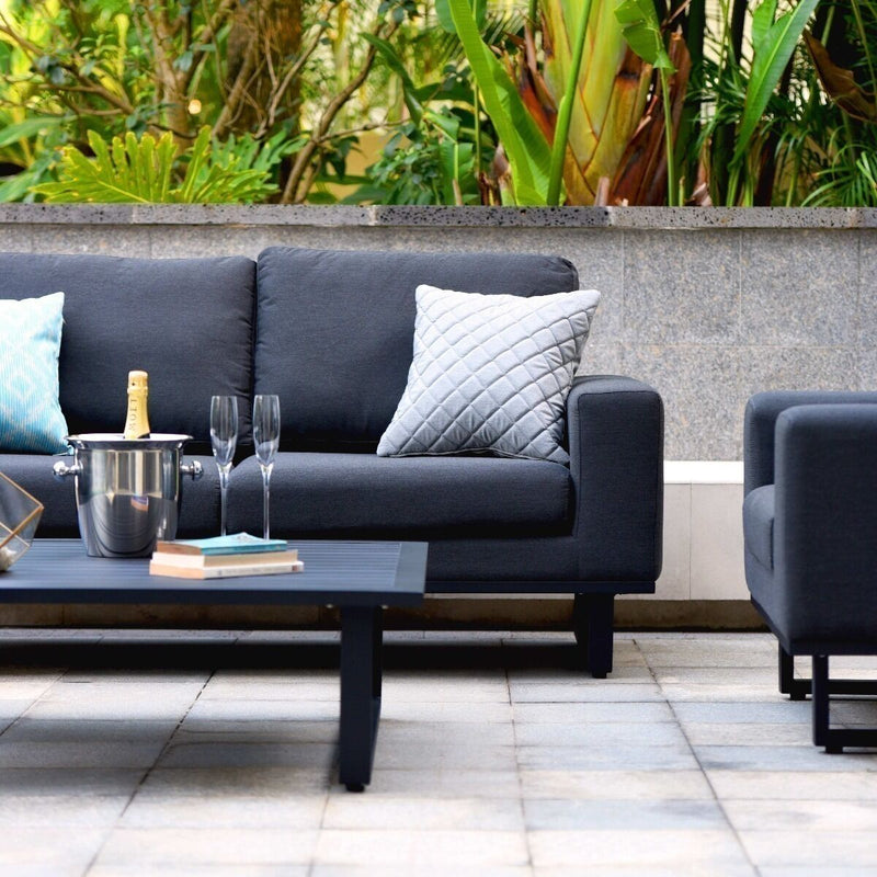 Cargue la imagen en el visor de la galería, Maze - Outdoor Fabric Ethos 2 Seat Sofa Set - Charcoal
with Square Coffee Table
