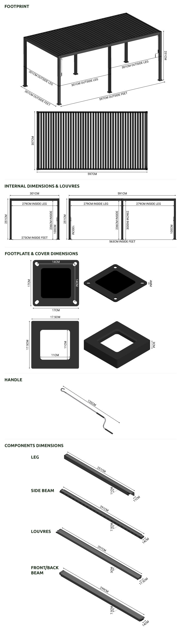 Load image into Gallery viewer, Nova Titan Plus LED 6m x 3m Rectangular Motorised Aluminium Pergola Grey
