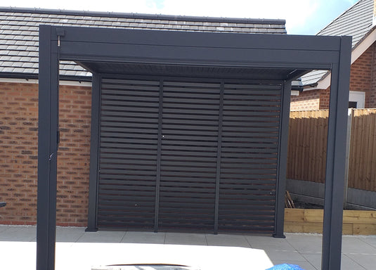 1m Aluminium Side Wall With Adjustable Louvres for 3m Titan Pergola - Grey