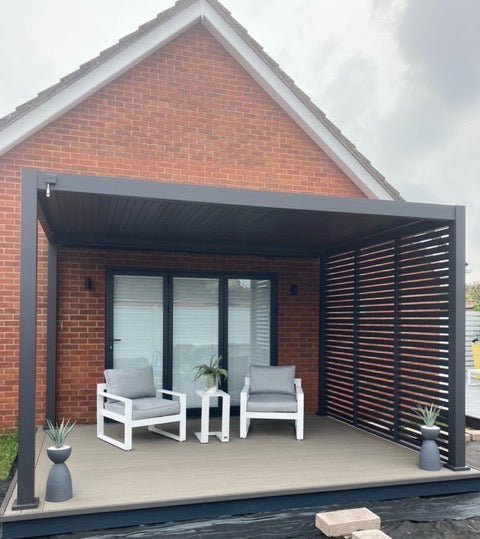 1.2m Aluminium Side Wall With Adjustable Louvres for 3.6 m Titan Pergola - Grey