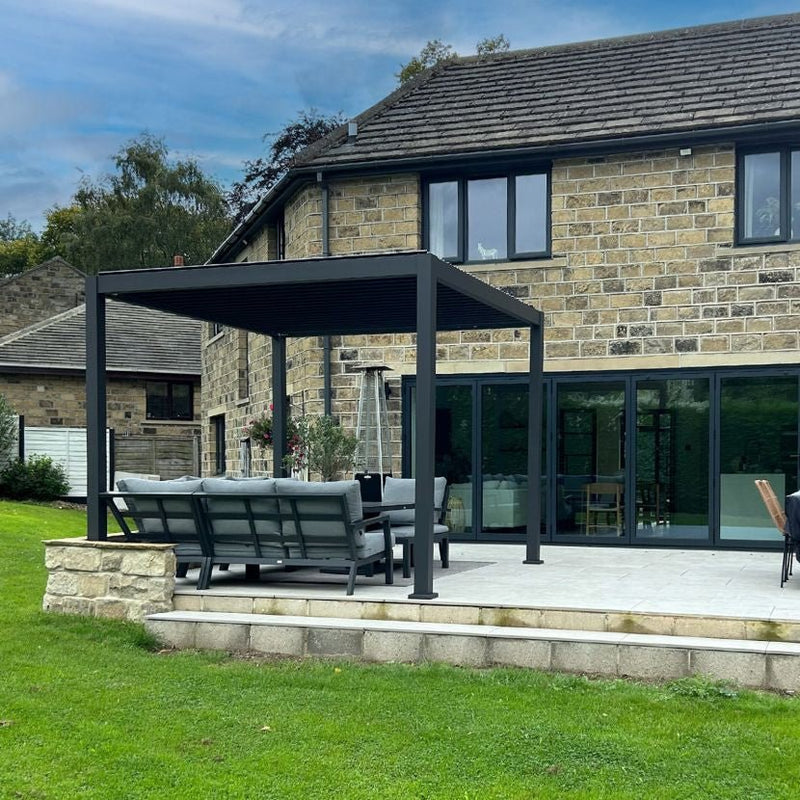 Load image into Gallery viewer, Nova Titan Plus LED 4m x 3m Rectangular Motorised Aluminium Pergola Grey

