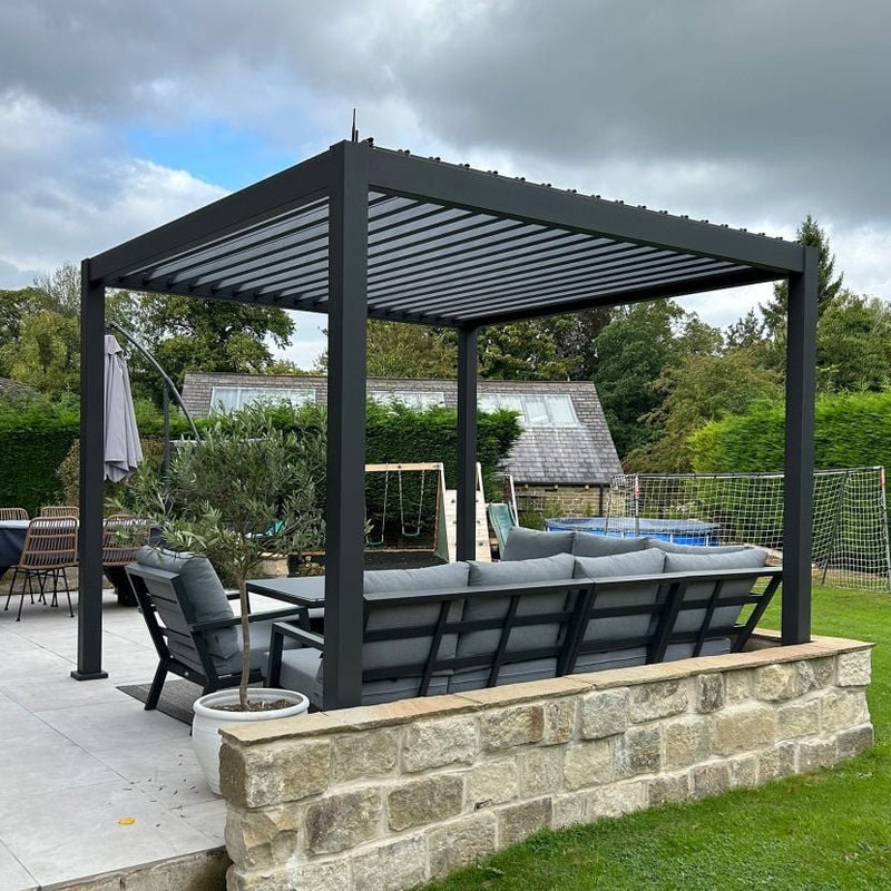 Load image into Gallery viewer, Nova Titan Plus LED 4m x 3m Rectangular Motorised Aluminium Pergola Grey
