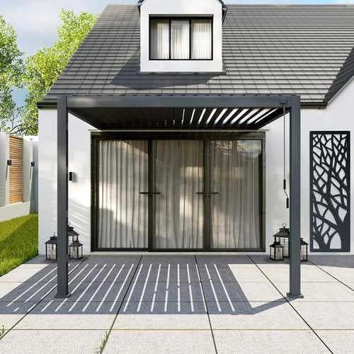 Laden Sie das Bild in Galerie -Viewer, Nova – Titan-Aluminium-Pergola zur Wandmontage – 4 m x 3 m rechteckig – Grau
