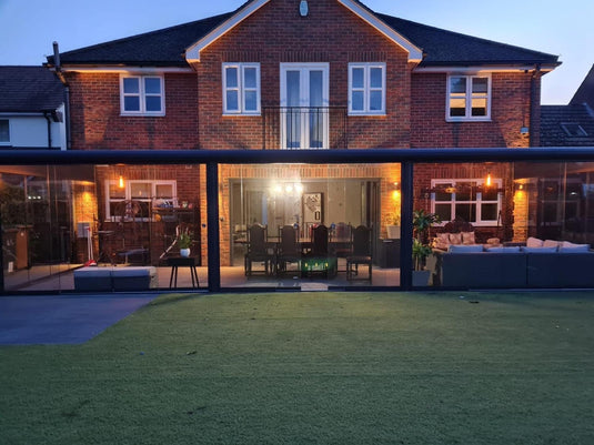 Deponti 4x4m Skyline Aluminium Glasdach Pergola Veranda Grau 