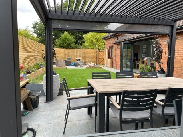 Load image into Gallery viewer, Nova Titan Aluminium Pergola 4m x 3m  with Glass Sliding Doors - Grey
