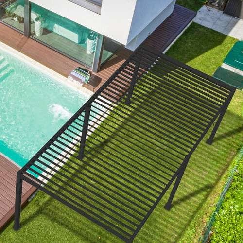 Load image into Gallery viewer, Nova Titan Aluminium Pergola 6m x 3m Rectangular with Glass sliding Doors - Grey
