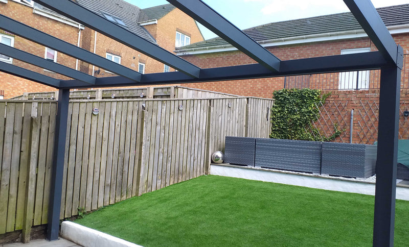 Cargue la imagen en el visor de la galería, Pérgola Veranda Deponti Bosco de aluminio 4m x 4m montada en la pared 
