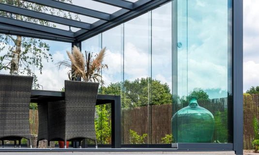 Nova Titan Aluminium Pergola 6m x 3m Rectangular optional Glass sliding Doors - Grey