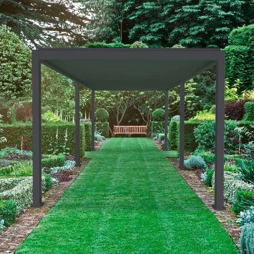 Load image into Gallery viewer, Nova Titan Aluminium Pergola 6m x 3m Rectangular with Glass sliding Doors - Grey
