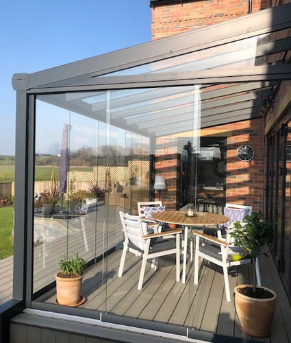 Pérgola Veranda Deponti Bosco de aluminio 4m x 4m montada en la pared 