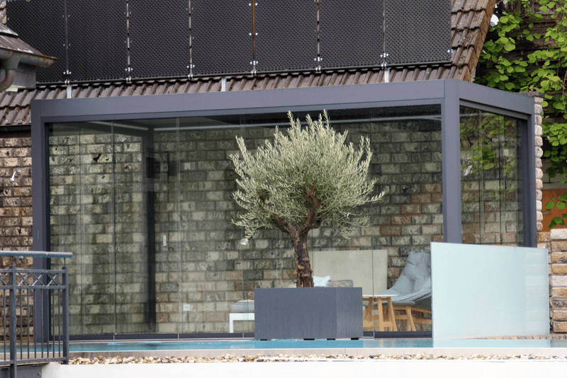 Load image into Gallery viewer, Nova Titan Aluminium Pergola 4m x 3m  with Glass Sliding Doors - Grey
